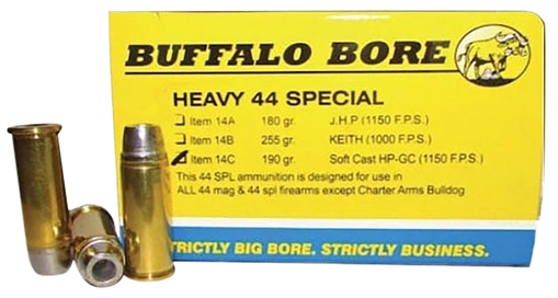Picture of Buffalo Bore Ammunition Heavy Strictly Business 44S&W Spl 190gr Soft Cast Hollow Point 20 Per Box/12 Case 14C20