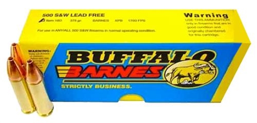 Picture of Buffalo Bore Ammunition Buffalo-Barnes Strictly Business 500S&W Mag 375gr Barnes VOR-TX XPB Lead Free 20 Per Box/12 Case 18D20
