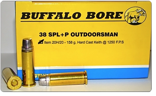 Picture of Buffalo Bore Ammunition Outdoorsman Strictly Business 38Special +P 158gr Hard Cast 20 Per Box/12 Case 20H20