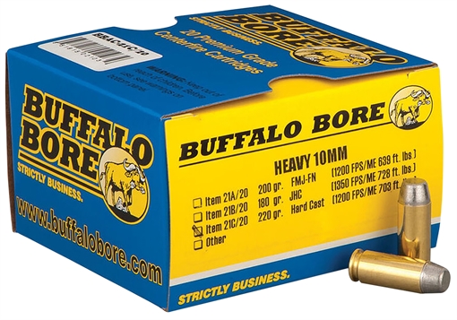 Picture of Buffalo Bore Ammunition Outdoorsman Strictly Business 10mmAuto 220gr Hard Cast Flat Nose 20 Per Box/12 Case 21C20