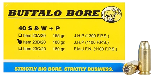 Picture of Buffalo Bore Ammunition Heavy Strictly Business 40S&W +P 180gr Jacket Hollow Point 20 Per Box/12 Case 23B20
