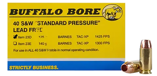 Picture of Buffalo Bore Ammunition Standard Pressure Strictly Business 40S&W 125gr Barnes TAC-XP Lead Free 20 Per Box/12 Case 23D20