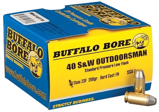 Picture of Buffalo Bore Ammunition Outdoorsman Strictly Business 40S&W 200gr Hard Cast Flat Nose 20 Per Box/12 Case 23F20