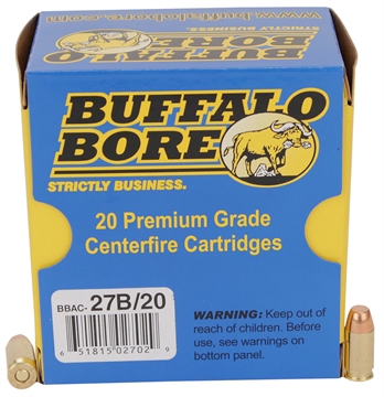 Picture of Buffalo Bore Ammunition Personal Defense Strictly Business 380ACP +P 95gr Full Metal Jacket Flat Nose 20 Per Box/12 Case 27B20