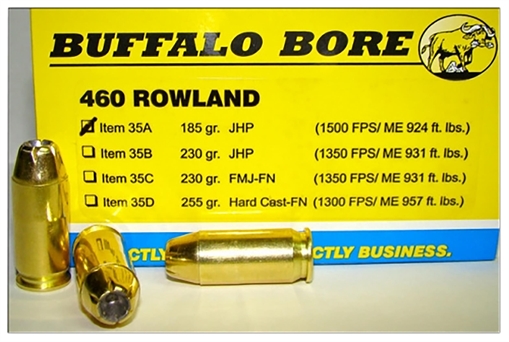 Picture of Buffalo Bore Ammunition Personal Defense Strictly Business 460Rowland 185gr Jacket Hollow Point 20 Per Box/12 Case 35A20
