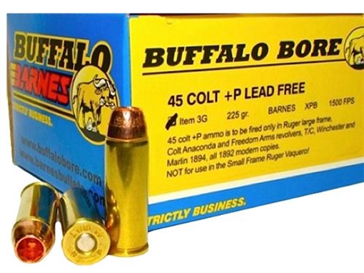 Picture of Buffalo Bore Ammunition Buffalo-Barnes Strictly Business 45Colt +P 225gr Barnes VOR-TX XPB Lead Free 20 Per Box/12 Case 3G20