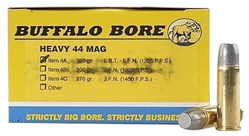 Picture of Buffalo Bore Ammunition Heavy Strictly Business 44Rem Mag 305gr Hard Cast Lead Flat Nose 20 Per Box/12 Case 4A20