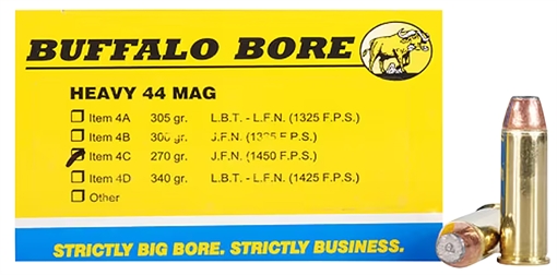 Picture of Buffalo Bore Ammunition Heavy Strictly Business 44Rem Mag 270gr Semi Jacketed Flat Point 20 Per Box/12 Case 4C20