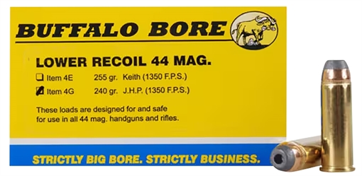 Picture of Buffalo Bore Ammunition Low Recoil Strictly Business 44Rem Mag 240gr Jacket Hollow Point 20 Per Box/12 Case 4G20