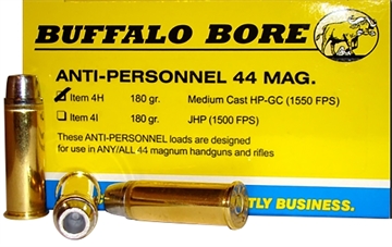 Picture of Buffalo Bore Ammunition Anti-Personnel Strictly Business 44Rem Mag 180gr Medium Cast Hollow Point 20 Per Box/12 Case 4H20