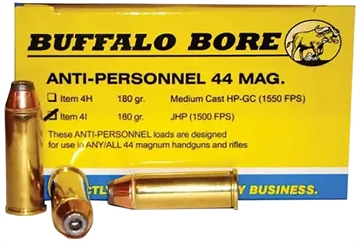 Picture of Buffalo Bore Ammunition Anti-Personnel Strictly Business 44Rem Mag 180gr Jacketed Hollow Point 20 Per Box/12 Case 4I20