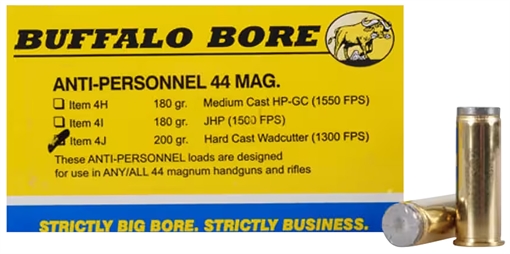 Picture of Buffalo Bore Ammunition Anti-Personnel Strictly Business 44Rem Mag 200gr Hard Cast Wadcutter 20 Per Box/12 Case 4J20