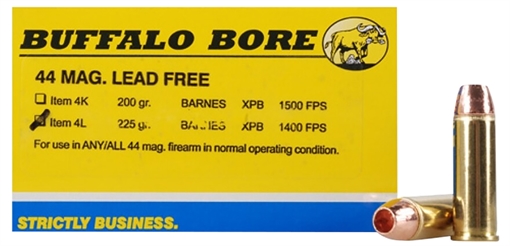 Picture of Buffalo Bore Ammunition Buffalo-Barnes Strictly Business 44Rem Mag 225gr Barnes VOR-TX XPB Lead Free 20 Per Box/12 Case 4L20