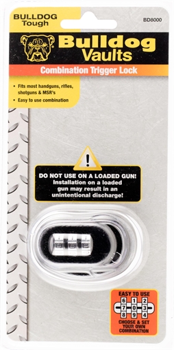 Picture of Bulldog Trigger Lock Open With Combination Black Metal Firearm Fit- Handgun/Rifle/Shotgun BD8000