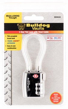 Picture of Bulldog Cases TSA Lock w/Steel Cable, Black Finish, This is Not A California Compliant Locking Device BD8022