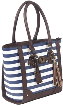 Picture of Bulldog Cases Tote Purse Holster, Fits Most Small Autos, Navy Blue and White Stripe Color, Leather BDP-050 BDP050