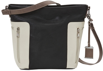 Picture of Bulldog Hobo Purse w/Holster Black w/Tan Trim PU Leather Most Sm Pistols & Revolvers Ambidextrous Hand BDP070