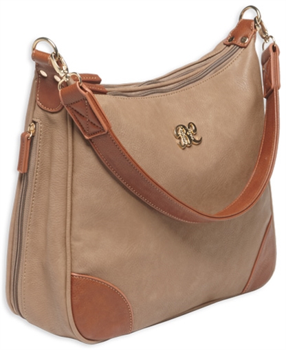 Picture of Bulldog BDP014 Hobo Purse w/Holster Taupe w/Tan Trim Leather for Small Autos & Revolvers Ambidextrous Hand BDP014 BDP-014