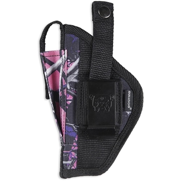 Picture of Bulldog Extreme Handgun Holster with Belt Loop and Clip for Small Frame Revolvers with 2-2.5" Barrels Muddy Girl Pink Camo Ambi FSN-24MDG