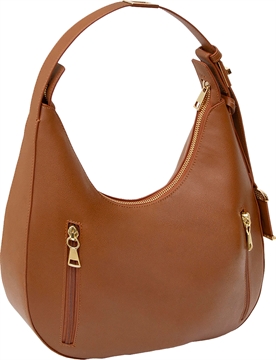 Picture of Bulldog Cases Hobo Style Shoulder Bag, Conceal Carry Purse, Polyurethane Construction, Cognac BDP-092