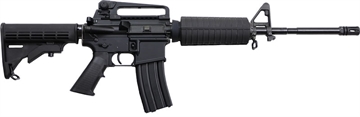 Picture of Bushmaster M4 Patrolman's 5.56x45mm NATO 30+1 16" Salt Bath Nitride Threaded Barrel, Black A4 Flat Top Receiver, Black 6 Position Collapsible Stock w/M4 Black Polymer Grip, Right Hand 0010004BLK