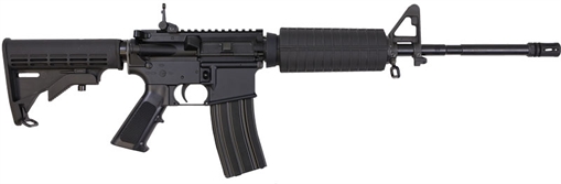 Picture of Bushmaster M4 Patrolman's Flat Top AR15 Rifle - Black | 5.56NATO | 16" Barrel | M4 Handguard | A2 Flash Hider | M4 Collapsible Stock | Flip-Up Rear Sight 00-10011-BLK 0010011BLK