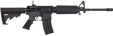Picture of Bushmaster M4 Patrolman's Flat Top AR15 Rifle - Black 5.56NATO 16" Barrel M4 Handguard A2 Flash Hider M4 Collapsible Stock Flip-Up Rear Sight 00-10011-BLK 0010011BLK