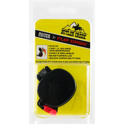 Picture of Butler Creek Flip-Open Eyepiece Scope Cover 1.66"/42.20mm Size 16 Black Polymer 20160