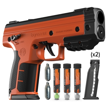 Picture of BYRNA LE UNIVERSAL KIT ORANGE W/2 MAGS & PROJECTILES LK683001ORNKINETIC LK68300-1-ORN-KINETIC