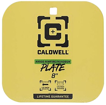Picture of Caldwell AR500 Rimfire/Handgun Gong, 1/4" Steel Target, 8" Square, Yellow 4002878