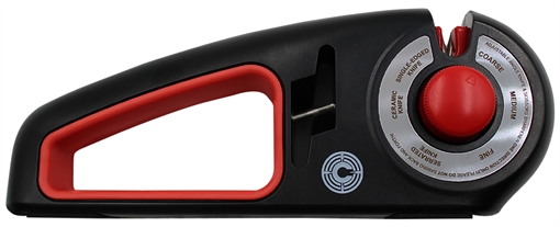 Picture of Caliber Gourmet Knife Sharpener Adjustable Black/Red, Carbide/Ceramic Sharpener CBGKS1