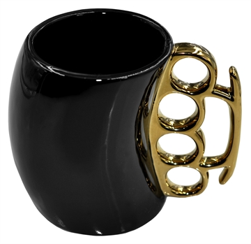 Picture of Caliber Gourmet Caliber Gourmet Brass Knuckle Mug Black & Gold Ceramic Brass Knuckles CBGM1026