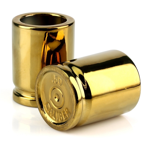 Picture of Caliber Gourmet Caliber Gourmet Shot Glasses Gold Ceramic 1 Pair CBGSG1002