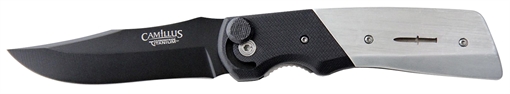 Picture of Camillus Cuda Bolt 3.75" Folding Drop Point Plain Black Carbonitride Titanium AUS-8A SS Blade, Black/Silver Aluminum/G10 Handle 19080