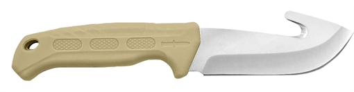 Picture of Camillus Roto 4" Fixed Drop Point/Gut Hook Plain Satin 420 Steel Titanium Bonded Blade, Tan PP/TPR Handle 19156