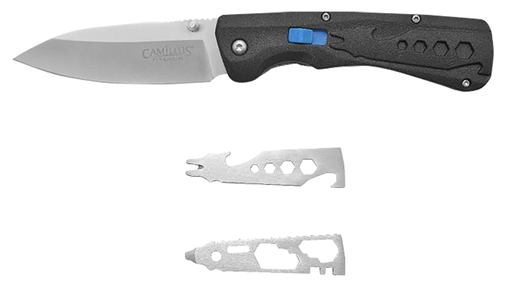 Picture of Camillus Inject 3.25" Folding Drop Point Silver Carbonitride Titanium D2 Steel Blade, Black Textured Carbon Fiber Handle 19368