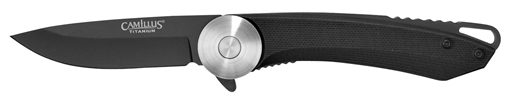 Picture of Camillus Cirque 2.75" Folding Drop Point Plain Black AUS-8 Carbonitride Titanium Blade, Black G10 Handle 19640