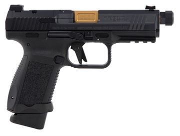 Picture of CANIK TP9 ELITE COMBAT EXECUTIVE HGA 9MM 4.73IN BBL BLK W GOLD PVD BBL 1/2X28 RH THREAD HG4950-?N HG4950N