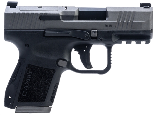 Picture of Canik Mete MC9 Sports South Exclusive 9mm Luger 15+1/12+1 3.18" Black Steel Barrel, Tungsten Cerakote Over Tenifer Optic Ready/Serrated Steel Slide, Black Polymer Frame w/Picatinny Rail HG7620TN