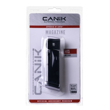 Picture of CANIK MC9 Magazine, 9MM, 12 Rounds, Fits Canik MC9, Matte Finish, Black, Includes Black Finger Rest Baseplate and Flush Baseplate MA2277