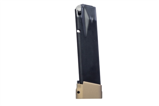 Picture of CANIK Magazine, 9MM, 21 Rounds (18Rd Mag with +3 Extension), Fits Canik TTI Combat, Full Size, Black With +3 Bronze Extension MA2363