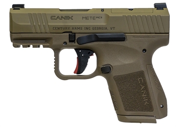Picture of CANIK METE MC9, Semi-automatic, Striker Fired, Polymer Frame Pistol, Micro Compact, 9MM, 3.18" Barrel, Matte Finish, Flat Dark Earth Frame, Black Slide, Optic Ready, 10 Rounds, 2 Magazines, California Compliant HG7651CABD-N