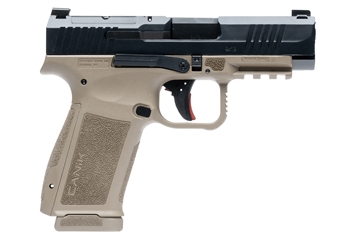 Picture of CANIK METE MC9LS, Semi-automatic, Striker Fired, Polymer Frame Pistol, Compact, 9MM, 3.63" Barrel, Nitride Finish Slide, Black, Cerakote Finish Frame, Flat Dark Earth, Optic Ready, White Dot Front Sight, Blackout Rear Sight, 2 Magazines, 17 Rounds HG7883BD-N HG7883BDN