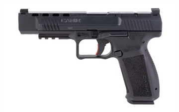 Picture of CANIK TP9, METE SFx, Striker Fired, Semi-automatic, Polymer Frame Pistol, Full Size, 9MM, 5.2" Barrel, Black, 3 Dot White Sights, Flared Magwell, Holster Fit and Lock, Optic Ready, 2 Magazines, (1)-18 Round and (1)-20 Round HG6594-N HG6594N