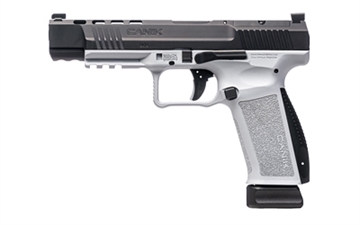 Show details for CANIK TP9, METE SFx, Striker Fired, Semi-automatic, Polymer Frame Pistol, Full Size, 9MM, 5.2" Barrel, Cerakote Finish, Black Slide, White Frame, 3 Dot White Sights, Flared Magwell, Optic Ready, 2 Magazines, (1)-18 Round and (1)-20 Round, Includes Reversable OWB/IWB Holster and Hard Case HG6977-N Picture of CANIK TP9, METE SFx, Striker Fired, Semi-automatic, Polymer Frame Pistol, Full Size, 9MM, 5.2" Barrel, Cerakote Finish, Black Slide, White Frame, 3 Dot White Sights, Flared Magwell, Optic Ready, 2 Magazines, (1)-18 Round and (1)-20 Round, Includes Reversable OWB/IWB Holster and Hard Case HG6977-N