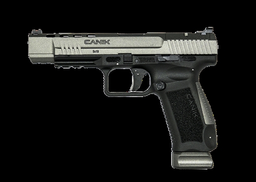 Picture of CANIK TP9SFx, Striker Fired, Semi-automatic, Polymer Frame Pistol, 9MM, 5.2" Match Grade Barrel, Tungsten Slide, Black Frame, Warren Tactical Sights, 10 Rounds, 2 Magazines, Includes Holster, Interchangeable Backstraps and Four Red Dot Interface Plates HG4192G-N HG4192GN