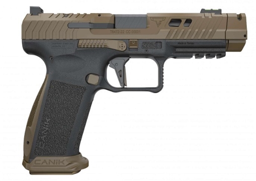 Picture of CANIK TTI Combat, Striker Fired, Semi-automatic, Polymer Framed Pistol, Full Size, 9MM, 4.6" Ported and Fluted Barrel, Canik Compensator, Matte Finish, TTI Bronze, Adjustable Rear Sight, Fiber Optic Front Sight, 10 Rounds, 2 Magazines HG7864-N HG7864N