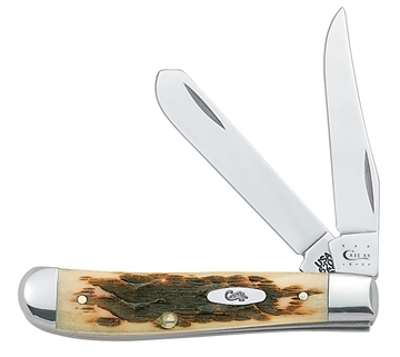 Picture of Case Trapper Mini 2.70"/2.75" Folding Clip Point/Spey Plain Mirror Polished Tru-Sharp SS Blade, Peach Seed Jigged Amber Bone Handle 00013