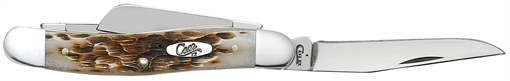 Picture of Case Stockman Medium 2.57"/1.88"/1.71" Folding Clip Point/Sheepsfoot/Spey Plain Mirror Polished Tru-Sharp SS Blade Peach Seed Jigged Amber Bone Handle 00042