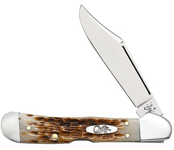 Picture of Case CopperLock Mini 2.72" Folding Clip Point Plain Mirror Polished Tru-Sharp SS Blade/Peach Seed Jigged Amber Bone Handle 00133